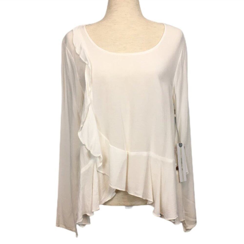 NEW * O'NEILL White Ruffle Hem Flowy Top   S/M - Picture 5 of 8